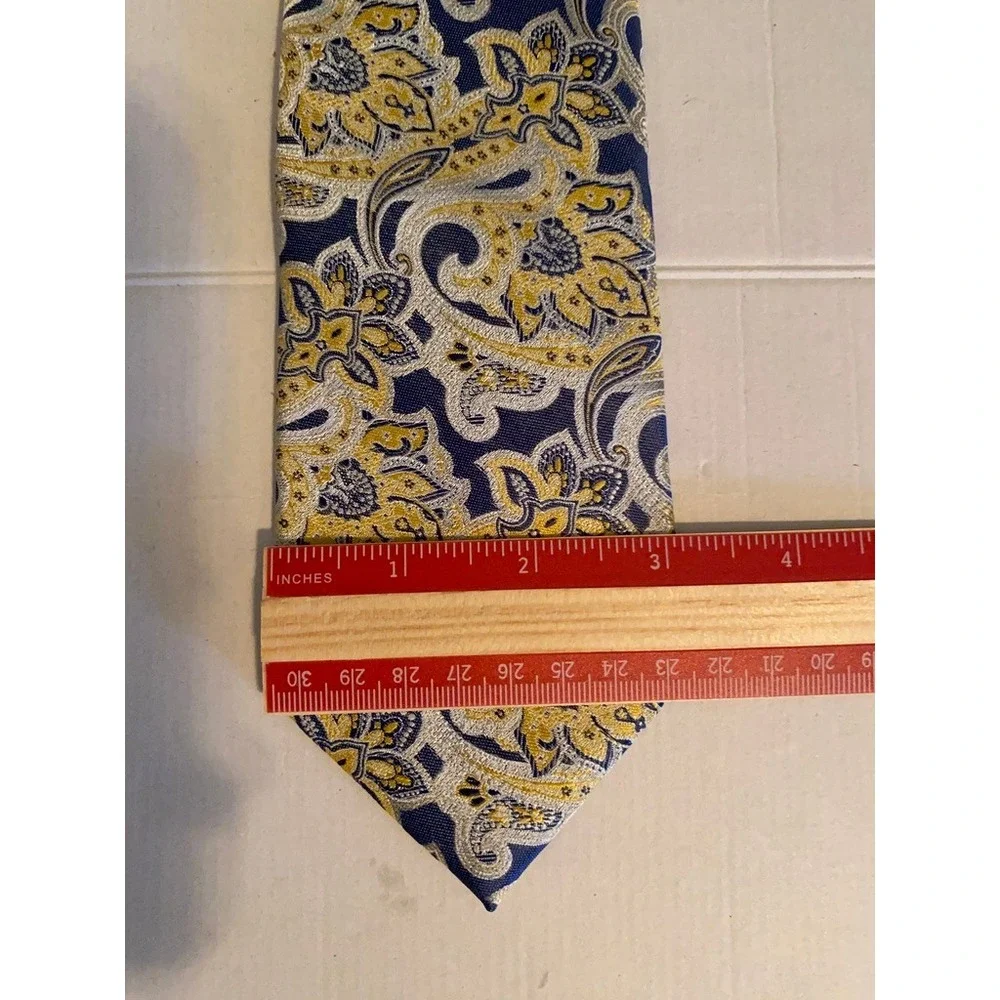 Dockers Mens Navy Blue Gold Paisley Floral Polyester Necktie Tie